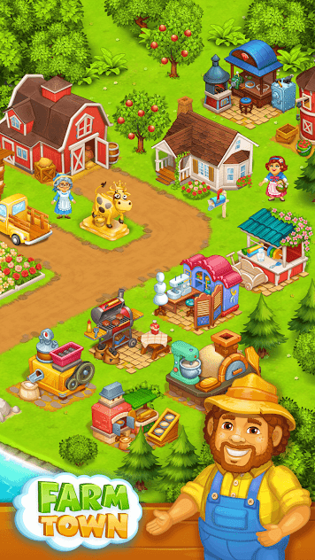 Farm Town mod v2.55 apk download  Happy farming Day & with farm game