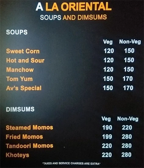 Urban Hub menu 