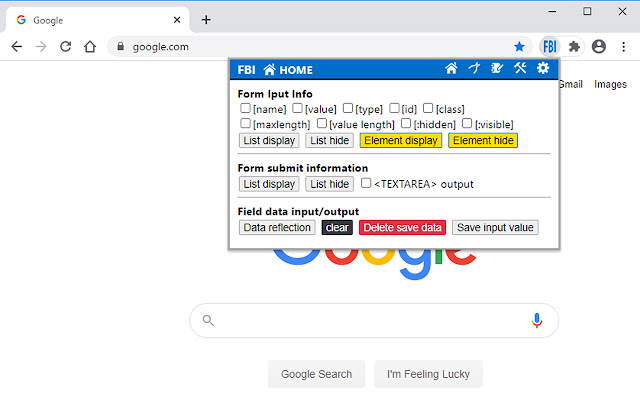 FBI (Form Business Information) chrome extension