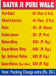 Sayaji Puri Wale menu 1