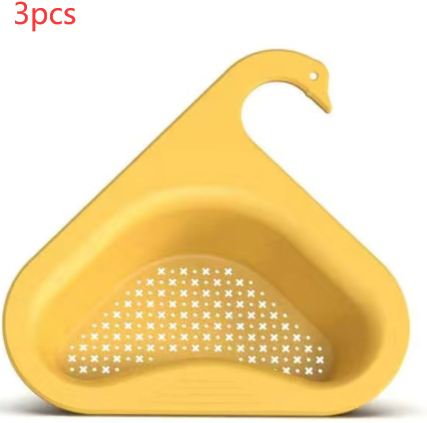 Panier égouttoir de cuisine pour fruits et légumes, séparation humide et sèche, design cygne, suspendu à l'évier, gain de place.