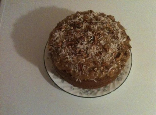 Sprinkled coconut on frosted cake since most photos of cake are very similar.  My husband said he has never seen one like that! 