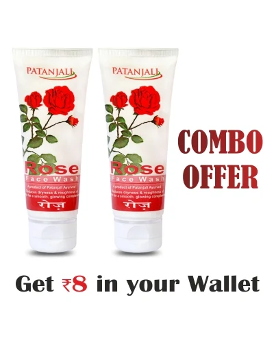 Patanjali Combo-Rose Face Wash 60 Gm(Pack Of 2)- Rs 8 Off - 120 gm