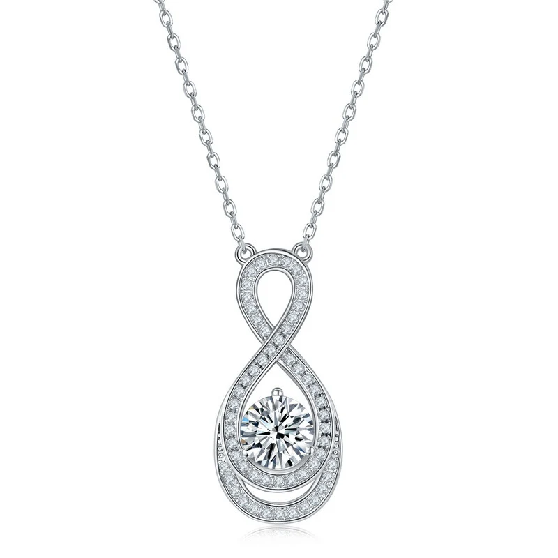 Vrouwen S925 zilveren diamant Moissanite sleutelbeenketting in 8-vorm, elegante halsketting die elke outfit verfraait.