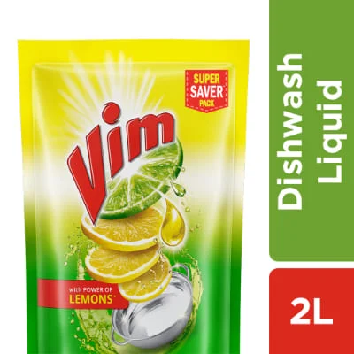 Vim Dishwash Liquid Gel Lemon Refill Pouch 2 Ltr