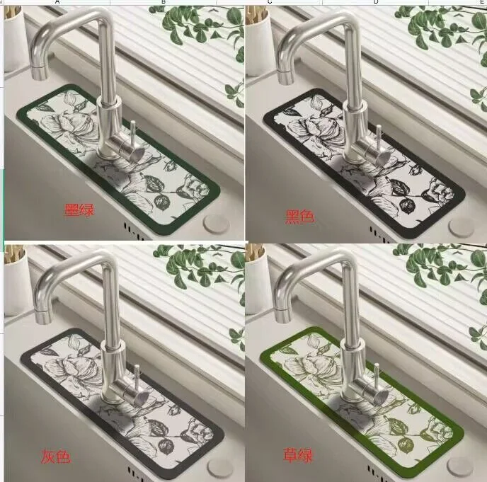 Keukenkraan en badmat, waterabsorberend, antislip, hydrofiele pad, veilig, comfortabel, ideaal voor keuken en badkamer.