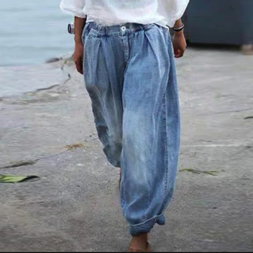 Title 5, Retro Casual Plus Size Slim Wide-leg Pants. Exp...