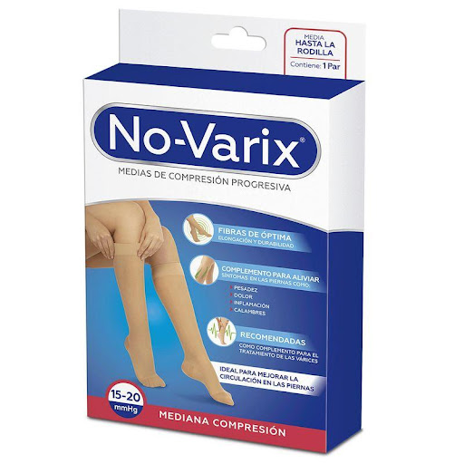 Media de compresión No-Varix mujer 15-20 mmHg transparente sin refuerzo beige M No- Varix  x 1 
