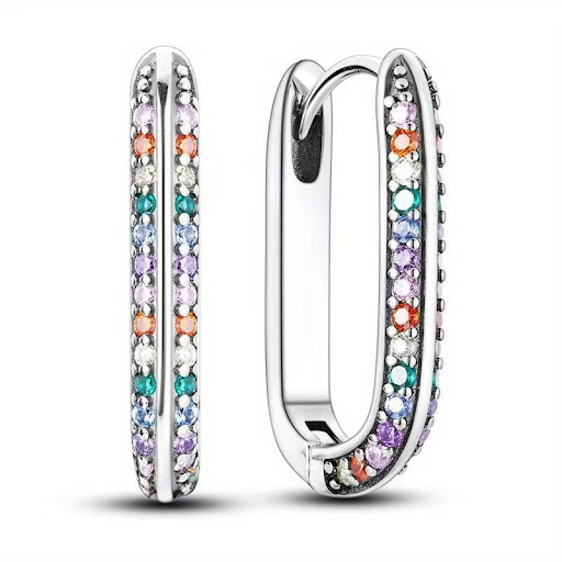 Title 4, Geometric Colored Zircon Inlaid Ear Buckle with...