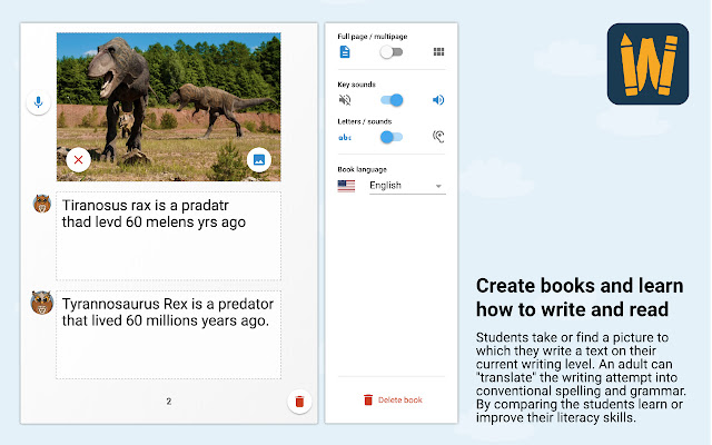 WriteReader - Turn your students into authors chrome extension