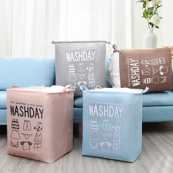 Túi Vải Washday Cỡ Lớn Đựng Chăn, Quần Áo Có Quai Xách, Khung Sắt