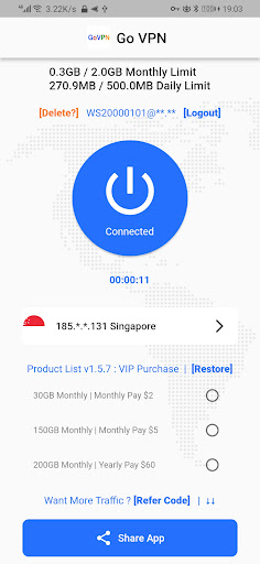 Screenshot Go VPN - Google One-Key SignIn