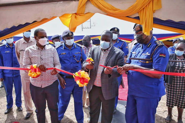 Interior security CS Fred Matiang'i launches police manual for polls security management on Saturday February 5, 2022 in Nakuru.