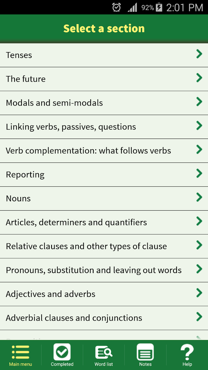 Advanced Grammar  Activities Screen 2