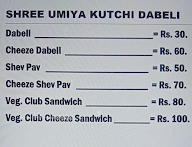 Shri Umiya Kutchi Dabeli & Sandwich menu 1