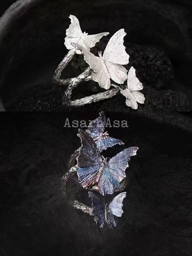 Title 8, Female Butterfly Enamel Cold Wind Ring. Enhance...