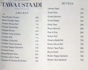 Jaffer Bhai's Delhi Darbar menu 