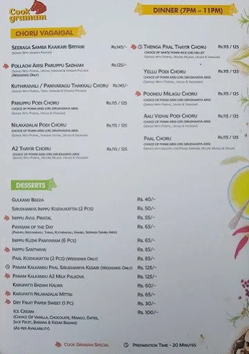 Cook Graamam menu 