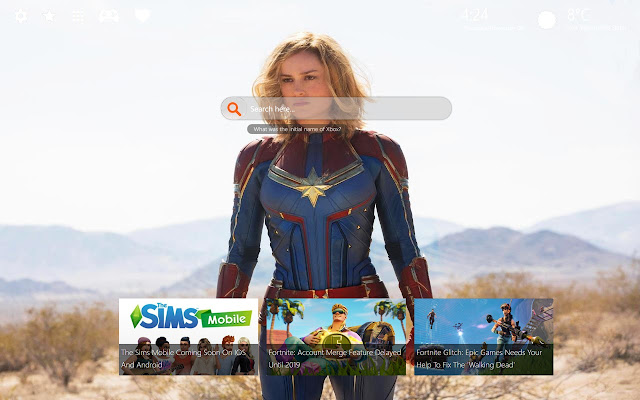 Captain Marvel Movie New Tab Themes