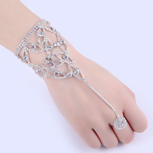 Title 2, Premium Rhinestone Bow Finger Bracelet Sparklin...