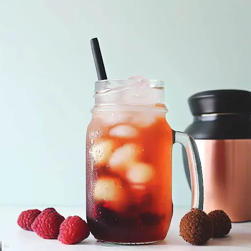 Litchi Raspberry Iced Tea [450 Ml, Mason Jar]