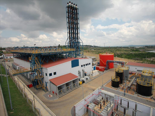 An aerial view of a power plant in Mombasa.