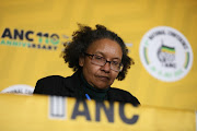 Febe Potgieter briefing the media at the ANC policy conference in Nasrec, Johannesburg. 