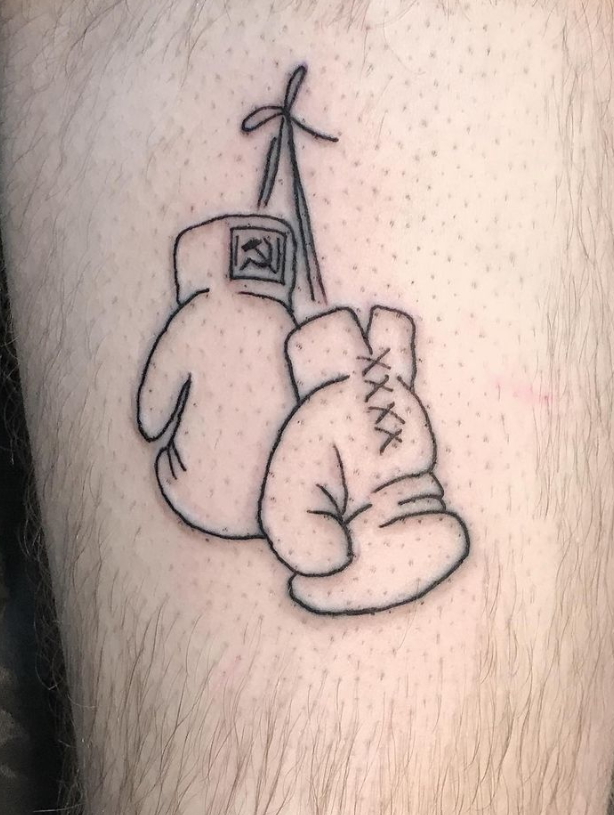 Simple Outline Boxing Gloves Tattoo