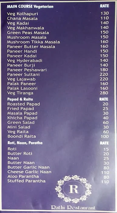 Rathi Palace menu 