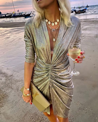 Title 3, Long Sleeve V-Neck Nightclub Dress Evening. A s...