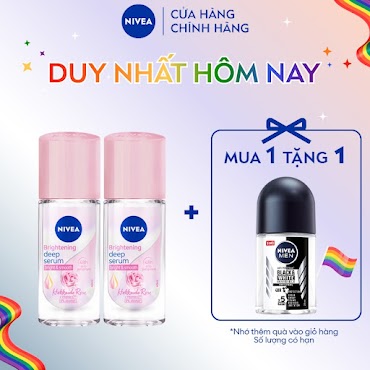 Bộ 2 Lăn Ngăn Mùi Nivea Serum Sáng Mịn Hương Hoa Hồng Hokkaido (40 Ml) - 85301