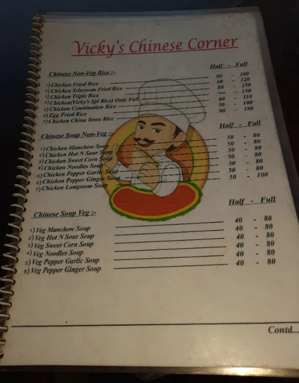 Vicky's Chinese Corner menu 