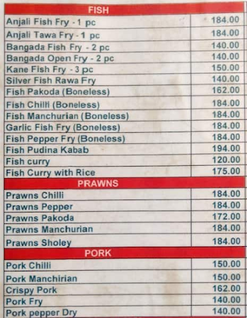 Jaishree Pavilion menu 