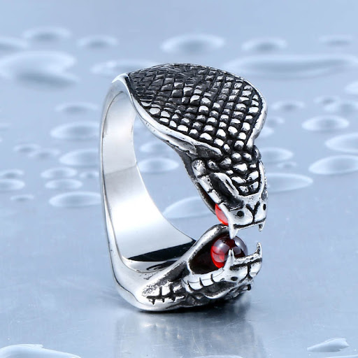 Title 4, Titanium Steel Red Diamond Snake Ring for women...