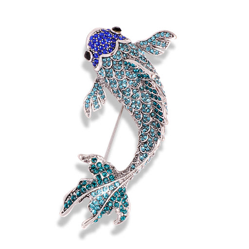 Title 5, Red Koi Rhinestone Brooch Pin, an elegant acces...