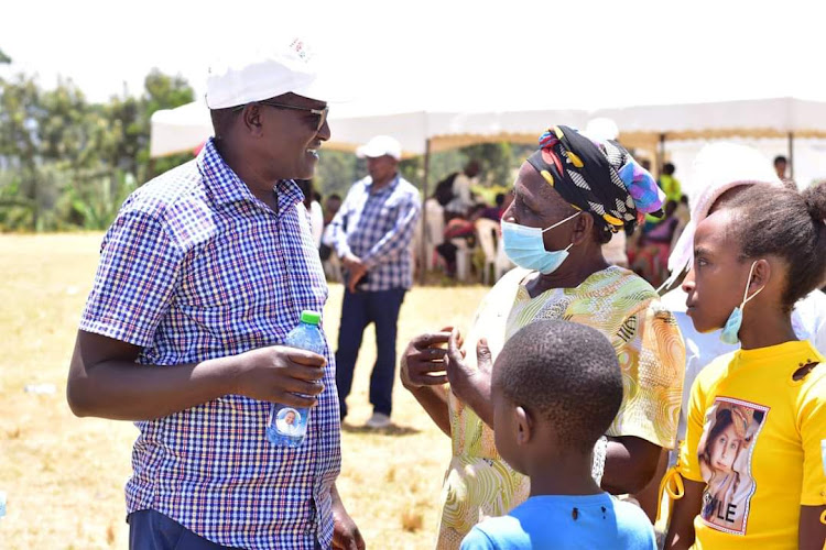 Murang'a governor aspirant Jamleck Kamau during a free medical camp at Gakoigo in Maragua