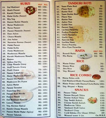 Apni Rasoi menu 