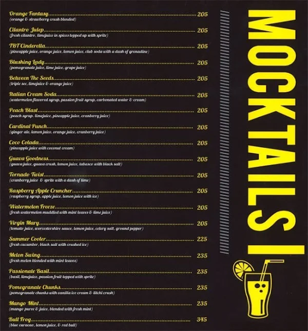 The Bar Terminal menu 