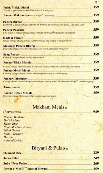 Dawat-E-Mehfil menu 