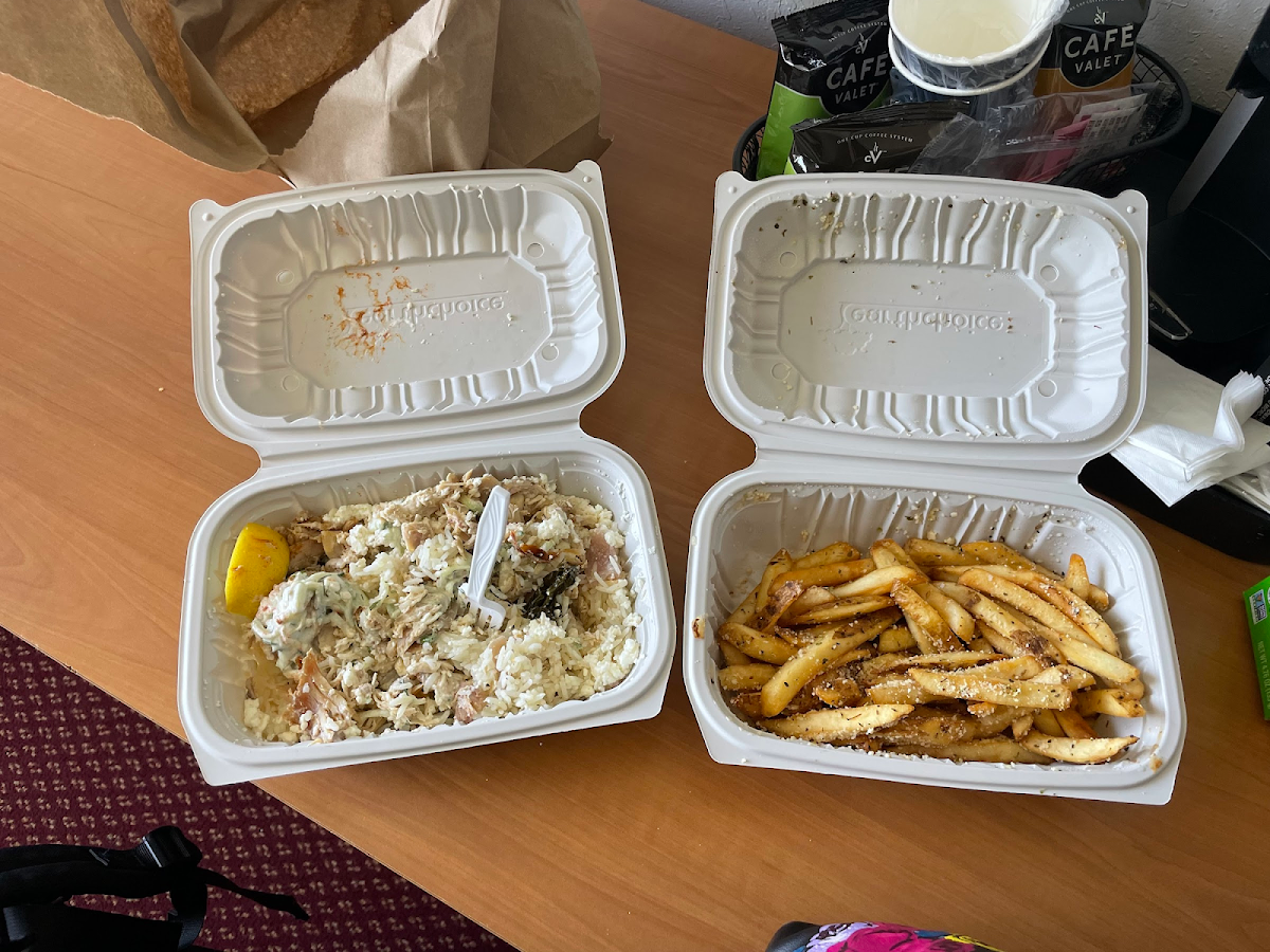 Chicken with Rice and Side of Fries $23