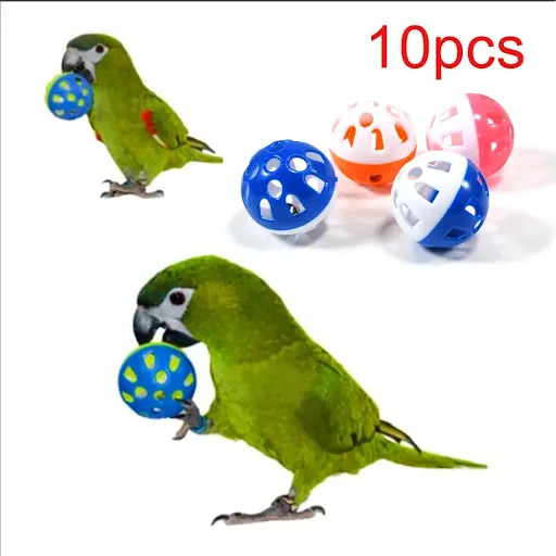 10pcs Pet Parrot Toy Colorful Hollow Rolling Bell Ball Bird Toy Parakeet Cockatiel Parrot Chew Cage Fun Toys Pet Bird Su