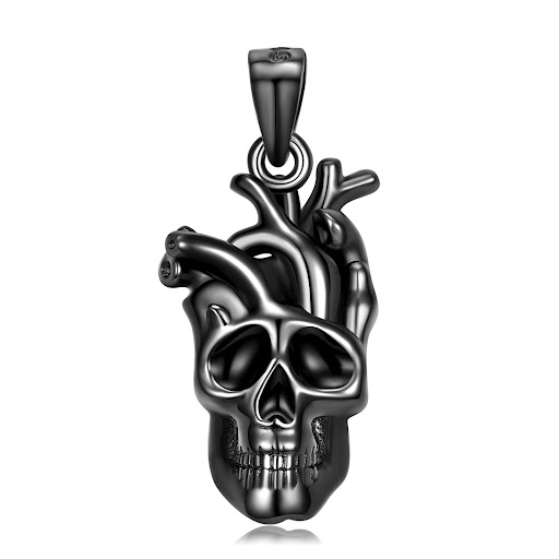 Title 4, Heart Branch Skull Pendant Original Punk S925 S...