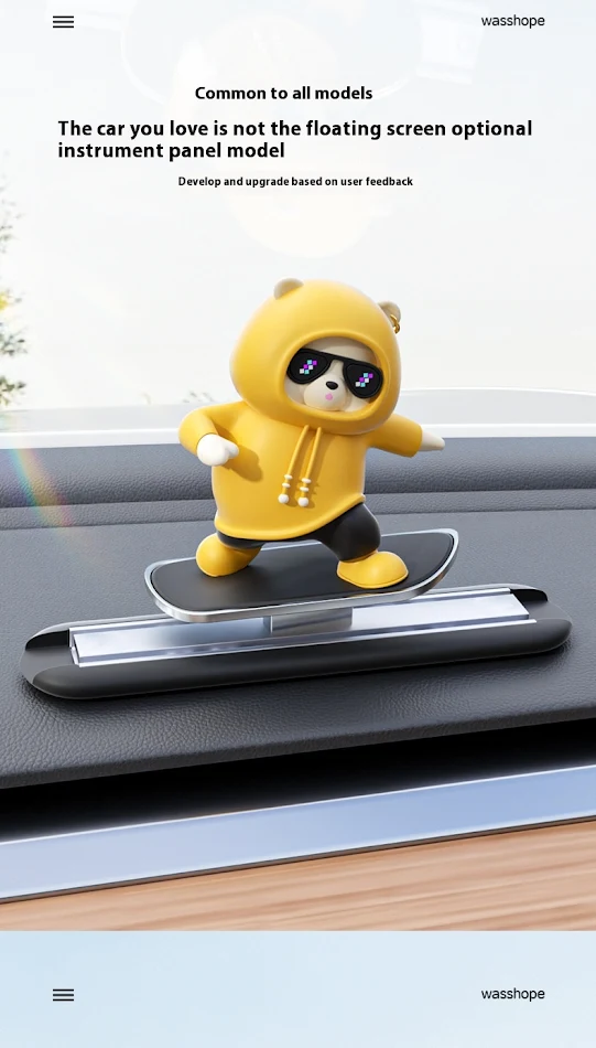 Auto-decoratie met cartoon beer voor middenconsole scherm en dashboard Schattige auto-decoratie met beer design voor een vrolijke look