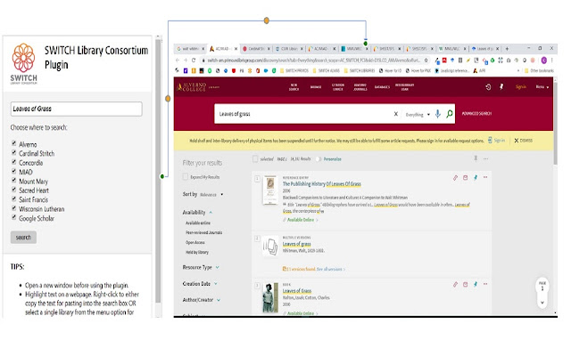 SWITCH Library Consortium Power Search Plugin chrome extension