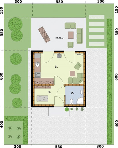 Lido 2 A Oc Szkielet Drewniany Letniskowy, Ocieplony Na Zgłoszenie Do 35m2 - Rzut parteru