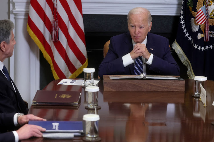 US President Joe Biden holds a meeting in the Roosevelt Room at the White House, Washington, the US, November 21 2023. Picture: LEAH MILLIS/REUTERS