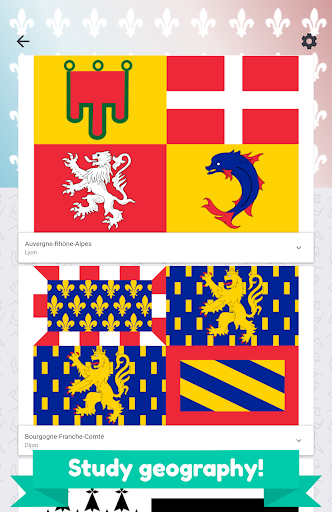 France Regions  -  flags, maps & capitals