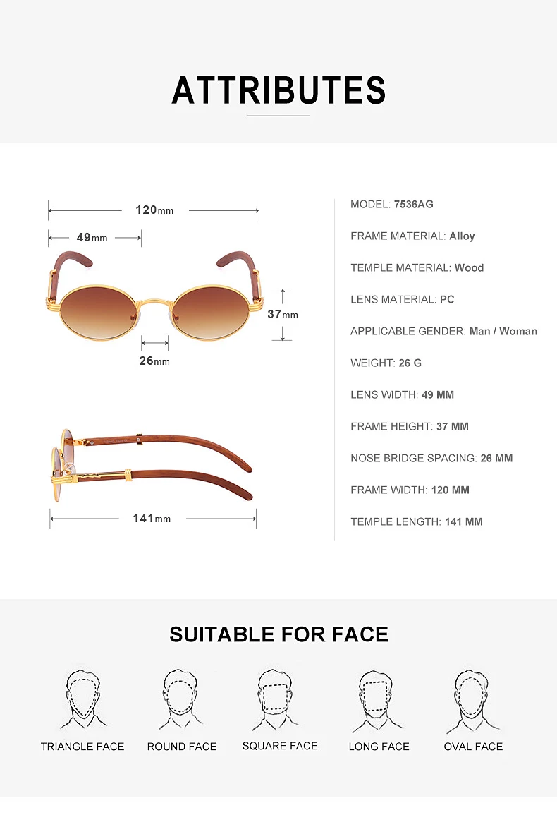 Title 1, Retro Sonnenbrille in Holzoptik mit kleinem, ru...