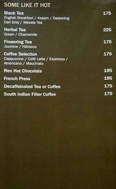 Cinnamon - Renaissance Hotel, Bengaluru menu 