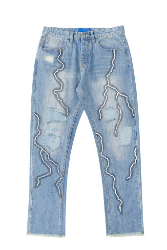 Title 6, Lightning Stitching Jeans, Ragged Fabric, Hip-h...